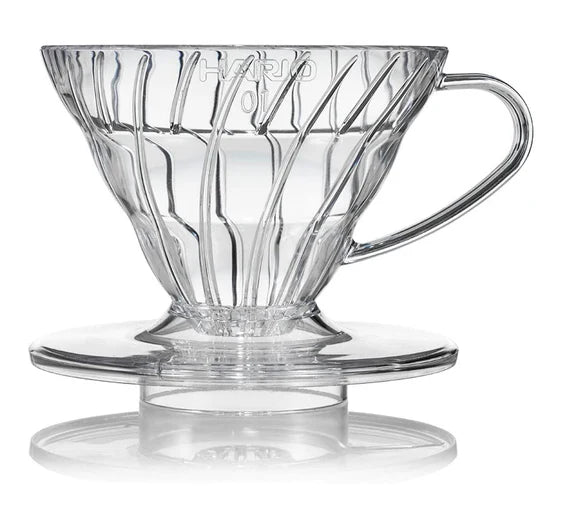 HARIO V60 01 clear coffee dripper design view