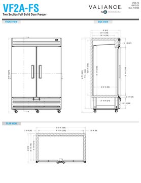 Hoshizaki VF2A-FS original front, side and plan dimension drawing.