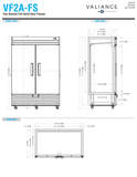 Hoshizaki VF2A-FS original front, side and plan dimension drawing.