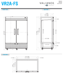 Hoshizaki VR2A-FS original front, side and plan dimension drawing.