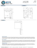 Hoshizaki WF27B official worktop front, side and plan views showing 36-inch work surface, 4-inch backsplash and 40-inch total height with 6-inch casters