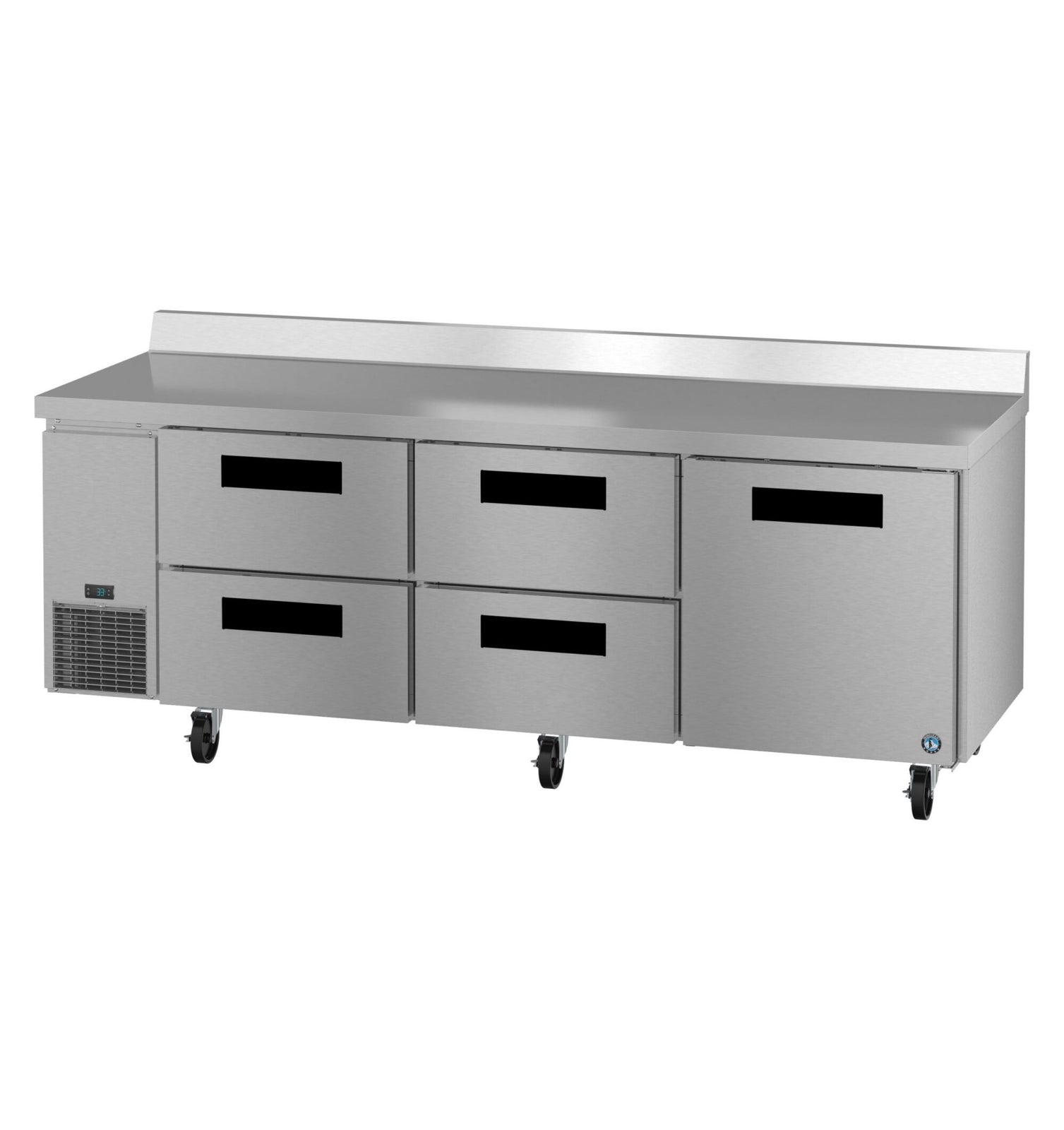 Hoshizaki WLR93B-D4 93" Side-Mount 4-Drawer/1-Door Worktop Refrigerator