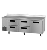 Hoshizaki WLR93B-D4 93" Side-Mount 4-Drawer/1-Door Worktop Refrigerator