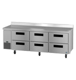 Hoshizaki WLR93B-D6 93" Side-Mount 6-Drawer Worktop Refrigerator