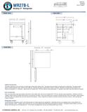 Hoshizaki WR27B-L official left-hinge worktop front, side and plan views;36-inch work surface and40-inch total height on6-inch casters