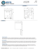 Hoshizaki WR27B official worktop front, side and plan views showing 36-inch work surface, 4-inch backsplash and 40-inch total height with 6-inch casters; current webpage caster information differs, see specification note