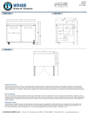 Hoshizaki WR48B official worktop front, side and plan views; 36-inch work surface and 40-inch overall height with 6-inch casters