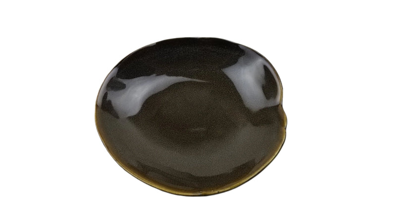 DJ-PL21-BK gray-black ceramic plate, overhead view