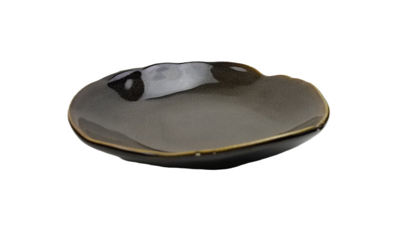 DJ-PL21-BK gray-black ceramic plate, low profile view
