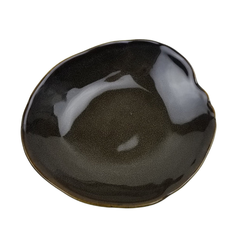 DJ-PL23-BK gray-black ceramic plate, overhead view