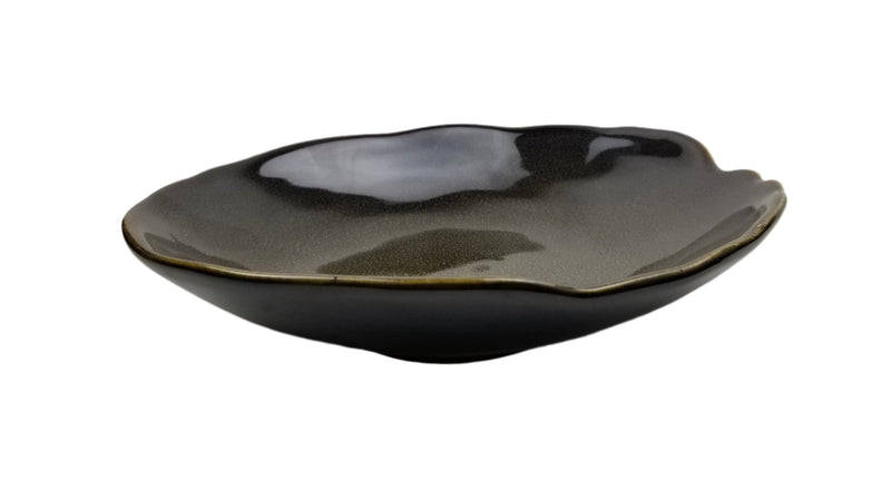 DJ-PL23-BK gray-black ceramic plate, low profile view