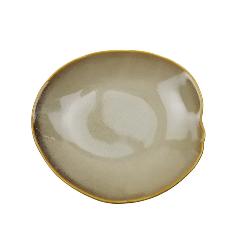 DJ-PL21-BR cream-and-brown deep round plate, product view