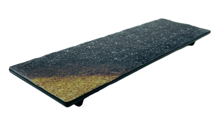 Black & Gold-Tone Soil Porcelain Design Melamine Platter
