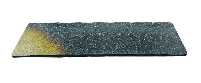 15-3/4" Melamine Rectangular Slate Platter 11/16" H, Black Soil Porcelain
