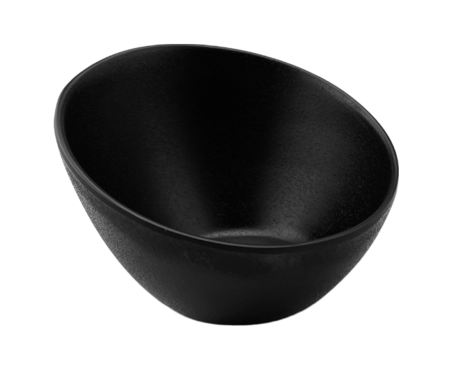 Melamine Skewed Bowl 5-1/8", Matte Black