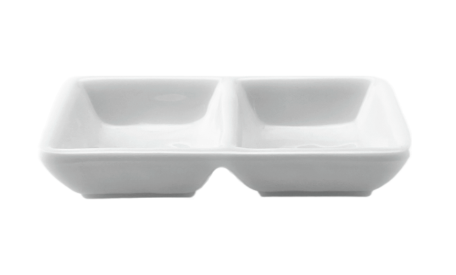 Melamine 2 Compartment Sauce Plate 5-9/16", White