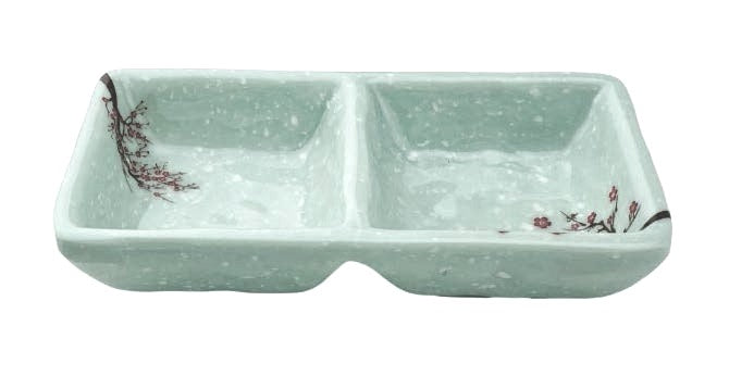 Melamine 2 Compartment Sauce Plate, Plum Blossom