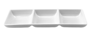 3-Compartment Sauce Plate 8-5/8", White Melamine