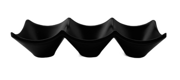 3-Compartment Sauce Plate 7-1/4", Black Melamine