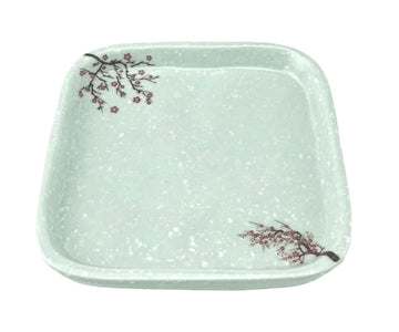 Melamine Square Plate 5-1/2" x 15/16"H, Plum Blossom