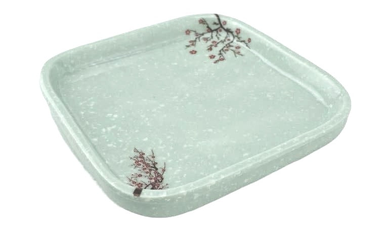 5½″ Mint Green Floral Melamine Square Plate