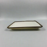 8" SQ. PLATE Cream with Brown Rim