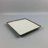 8" SQ. PLATE Cream with Brown Rim