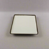 8" SQ. PLATE Cream with Brown Rim