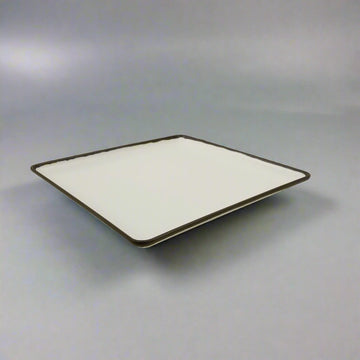SQUARTER PLATE Cream with Brown Rim
