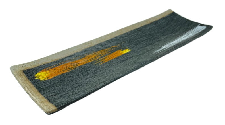 Angled view of the long narrow YG-5014BP melamine plate