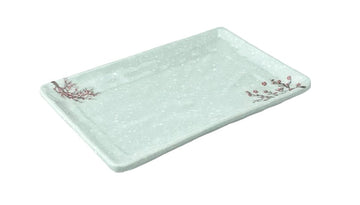 Melamine Rectangular Plate 8" x 5" x 1"H, Plum Blossom