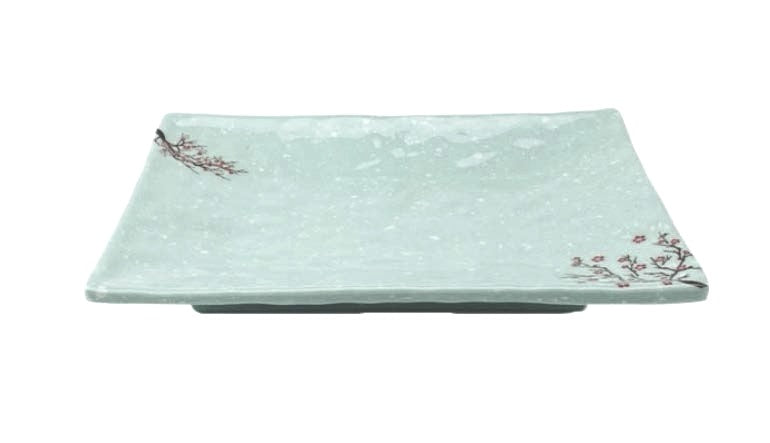 Melamine Rectangular Plate 9-7/8" x 7' x 1-3/8"H, Plum Blossom