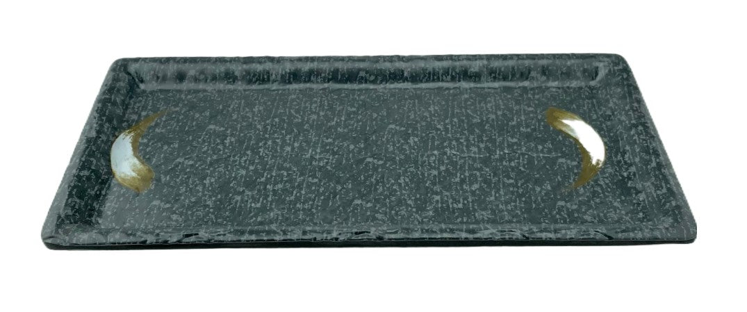 Melamine Rectangular Plate 10-7/8, Stone Ink