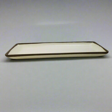 Rect. Plate Cream with Brown Rim