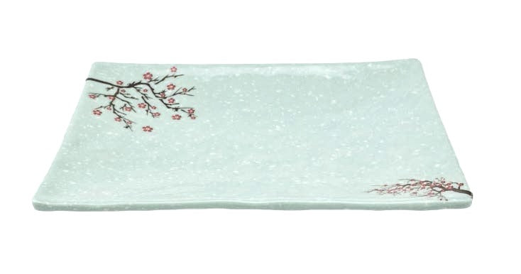 Melamine Rectangular Plate 11-7/8" x 8-1/2" x 1-1/2"H, Plum Blossom