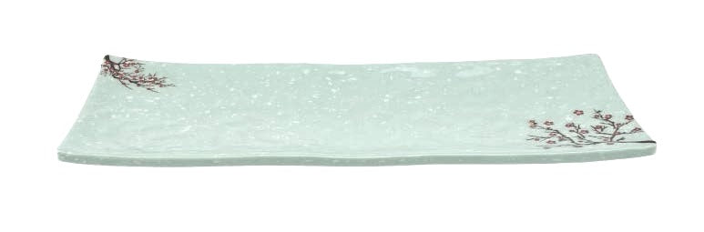 Melamine Rectangular Plate 12-1/2" x 4-3/4" x 1"H, Plum Blossom