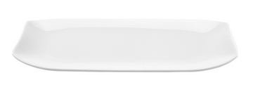 White Melamine Rectangular Serving Plate — Soft-Curved Ends