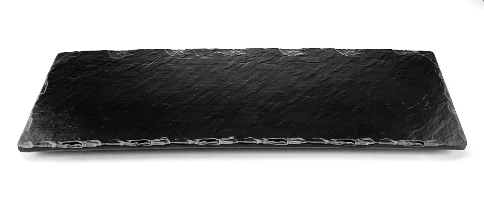 Melamine Rectangular Slate Platter 15-3/4", Matte Black