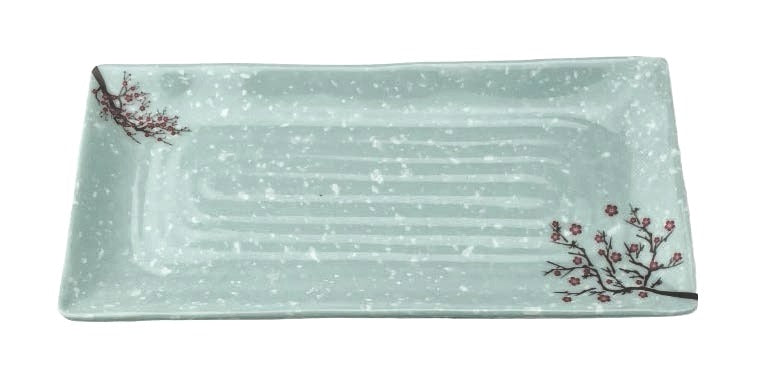 Melamine Rectangular Plate 8-5/8", Plum Blossom