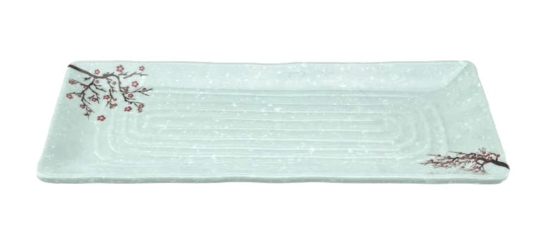 Melamine Rectangular Plate 12-1/8", Plum Blossom
