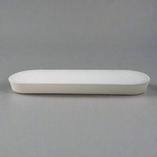 11½″ × 3½″ White & Light Green Melamine Rounded-Rectangle Plate