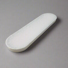 15¾″ × 4⅜″ White & Light Green Melamine Rounded-Rectangle Serving Plate