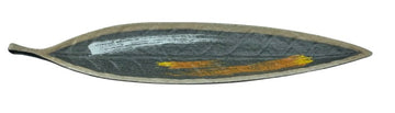 16-1/8 x1-1/8"H Melamine Leaf Platter, Brush Painting