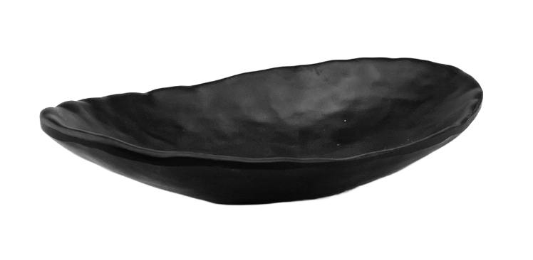 Oval Shallow Bowl, Black Matte