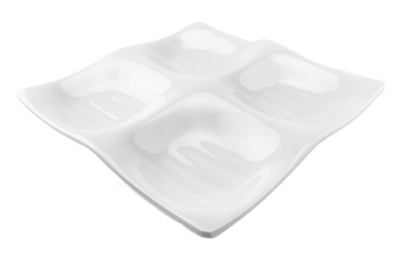 4-Compartment Square Plate 8-1/2", White
