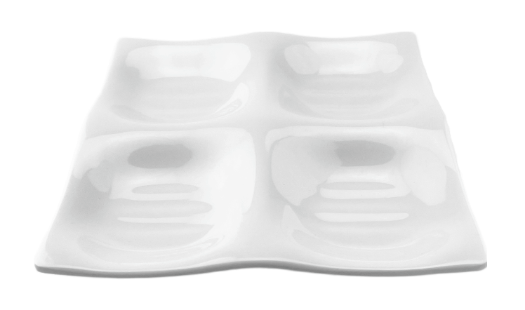 4-Compartment Square Plate 8-1/2", White