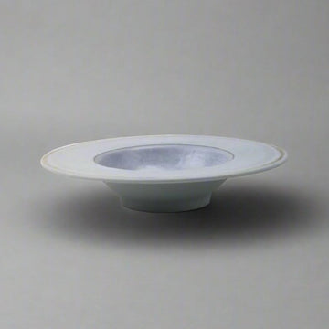 9"D Round Salad Bowl, Blue Striped Stone