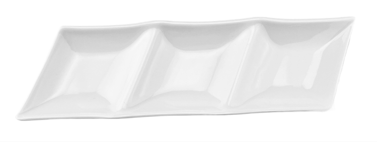YG-7143SW white melamine three wells, one long plate