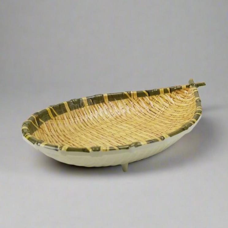 10⅜″ Bamboo-Pattern Melamine Drop-Shaped Tempura Plate — authentic product view