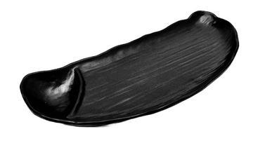 10-7/8*4-1 Melamine Oval Plate W/ Divider, Black